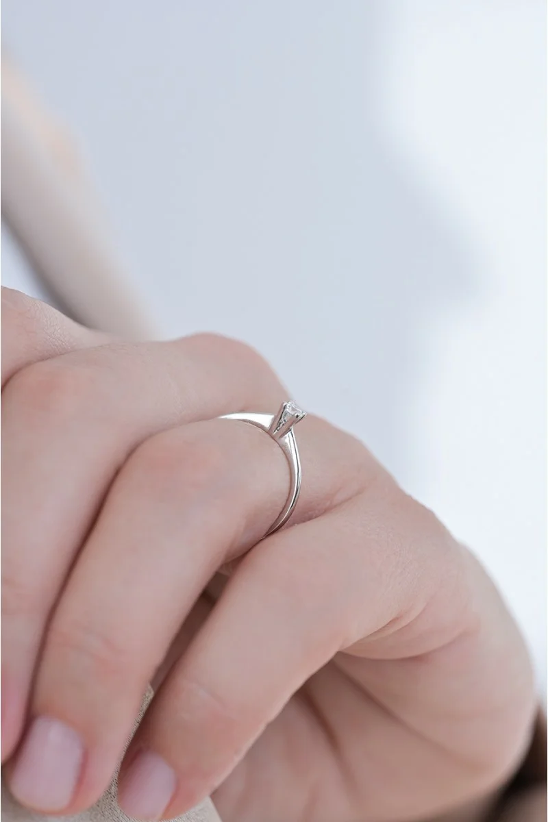 Μονόπετρο Λευκόχρυσο 18Κ Διαμάντι 0.12ct
