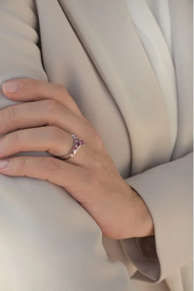 Δαχτυλίδι Λευκόχρυσο 18Κ Διαμάντι Ρουμπίνι Σειρέ 0.63Ct