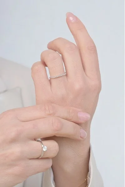 Δαχτυλίδι Λευκόχρυσο 18Κ Διαμάντι Σειρέ 0.14Ct