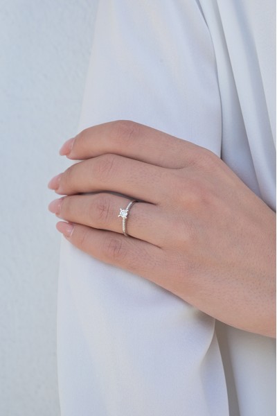 Δαχτυλίδι Λευκόχρυσο 18Κ Διαμάντι Σειρέ 0.22ct