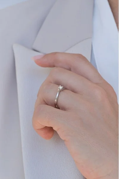 Δαχτυλίδι Φλόγα Λευκόχρυσο 18Κ Διαμάντι 0.12ct