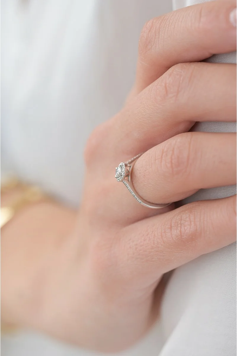 Δαχτυλίδι Λευκόχρυσο 18Κ Μονόπετρο Halo 0.35ct