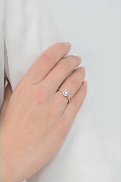 Δαχτυλίδι Λευκόχρυσο 18Κ Μονόπετρο Halo 0.35ct