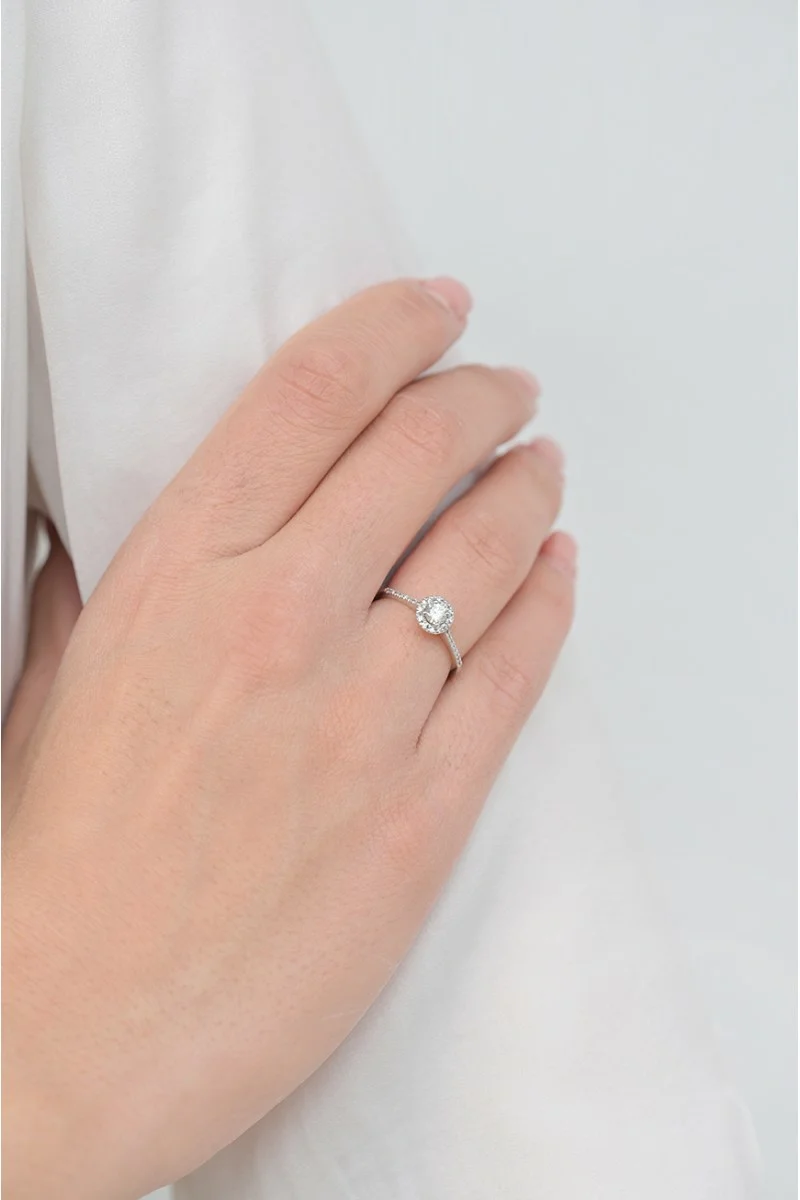 Δαχτυλίδι Λευκόχρυσο 18Κ Μονόπετρο Halo 0.35ct