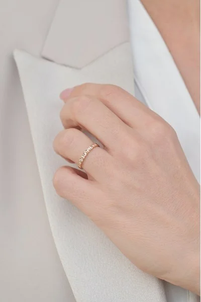 Δαχτυλίδι Ροζ Χρυσό 18Κ Διαμάντι Σειρέ 0.12Ct