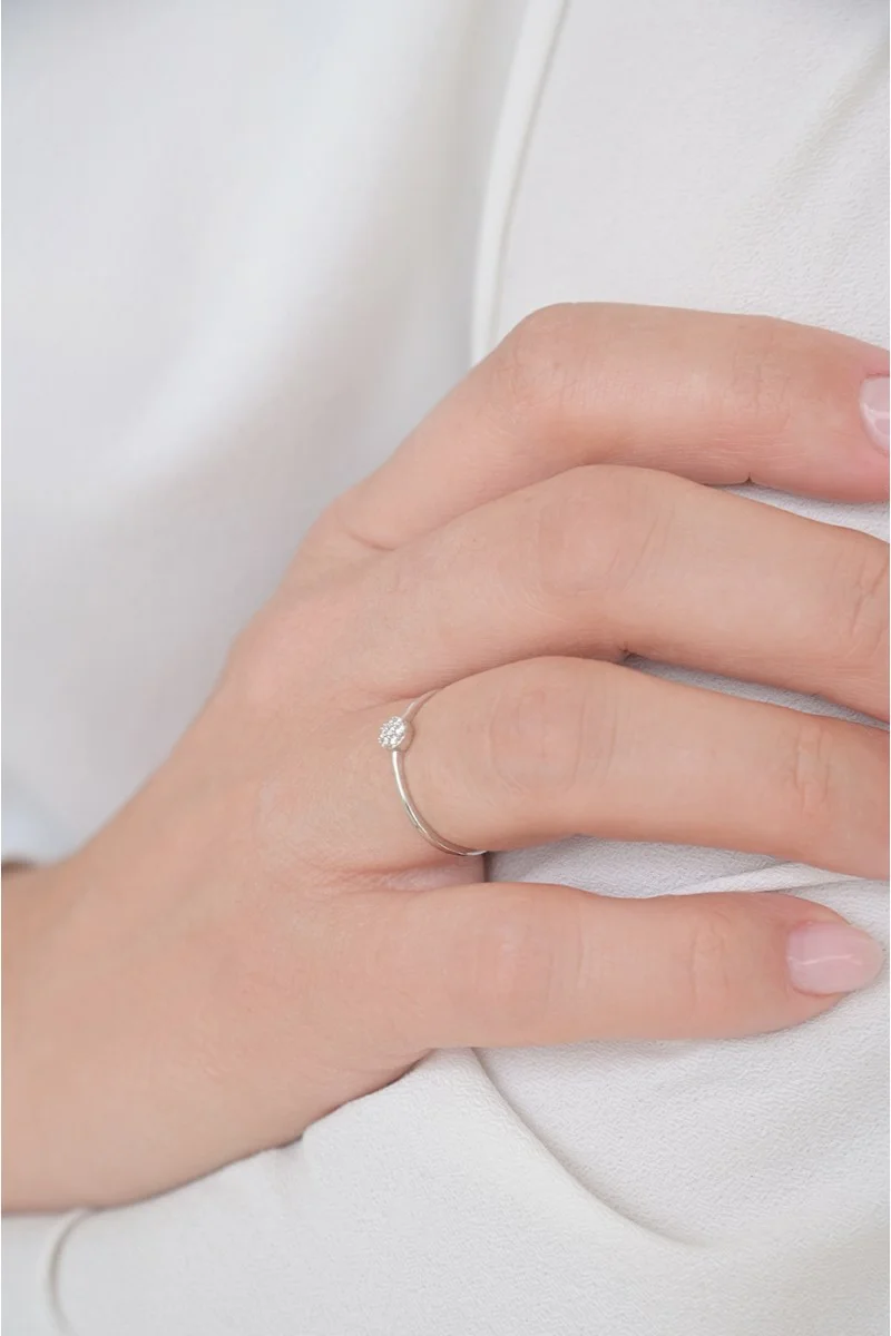 Δαχτυλίδι Λευκόχρυσο 18Κ Διαμάντι Pave 0.06ct