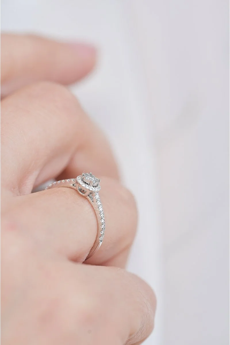 Δαχτυλίδι Λευκόχρυσο 18Κ Διαμάντι Pave Σειρέ 0.26ct