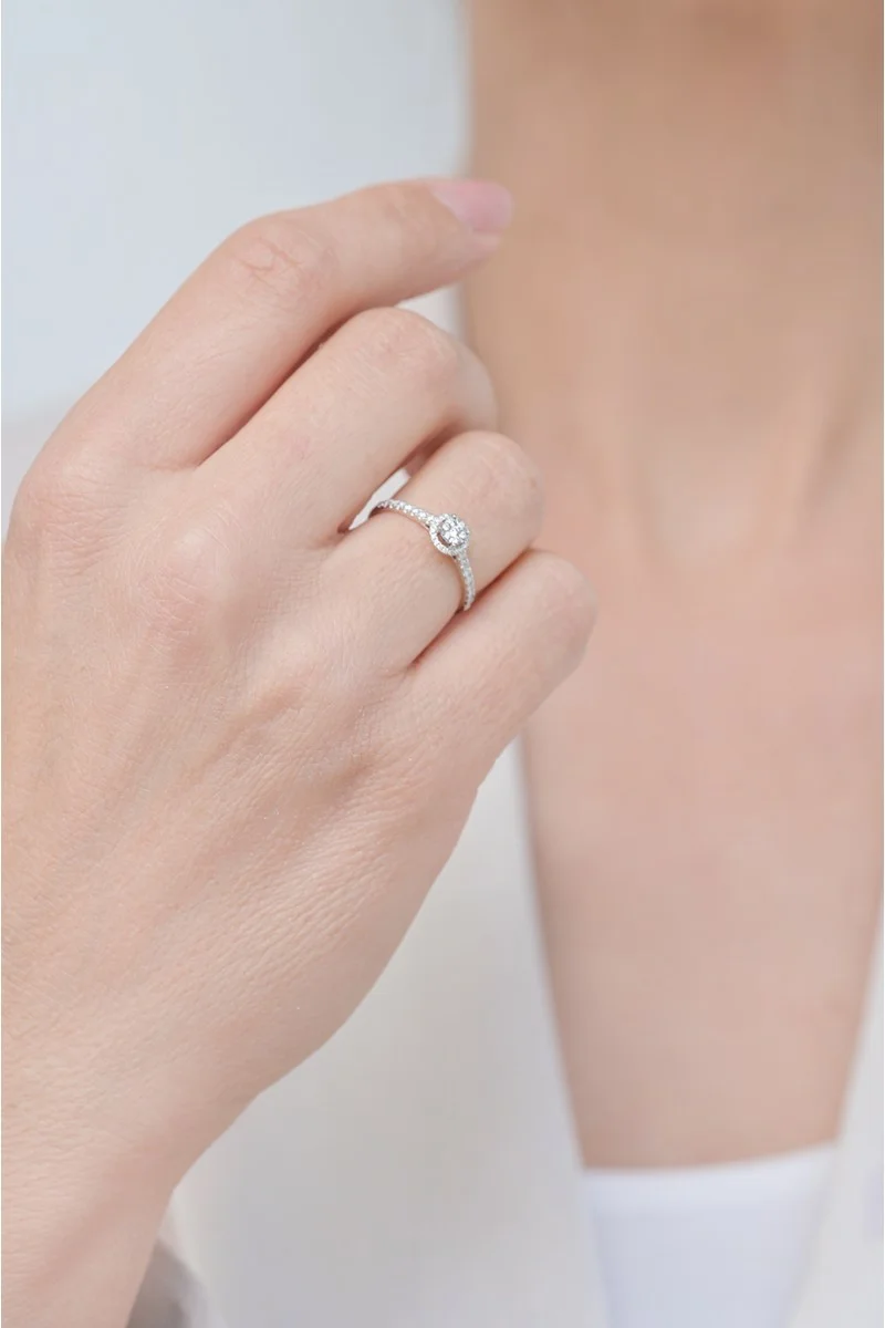 Δαχτυλίδι Λευκόχρυσο 18Κ Διαμάντι Pave Σειρέ 0.26ct