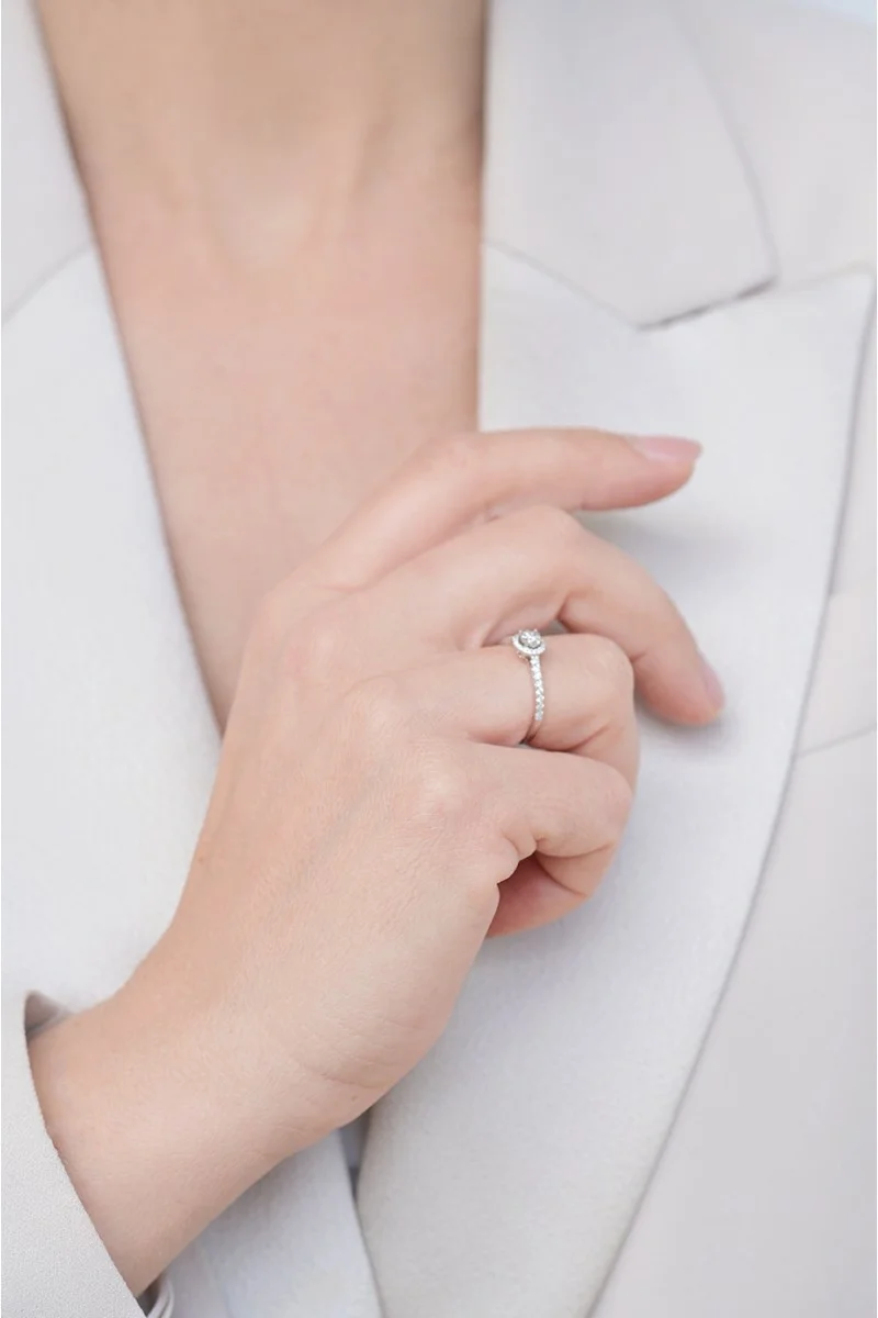 Δαχτυλίδι Λευκόχρυσο 18Κ Διαμάντι Pave Σειρέ 0.26ct