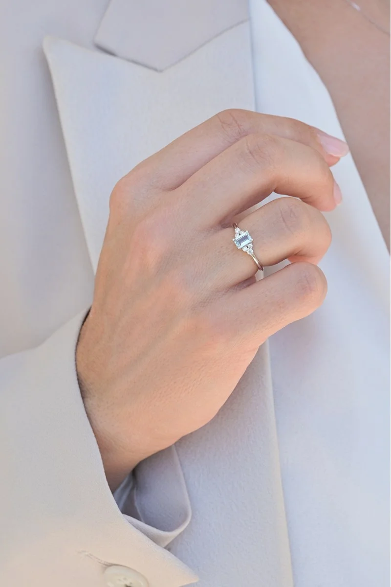 Δαχτυλίδι Λευκόχρυσο 18Κ Διαμάντι Aquamarine 0.96 Ct