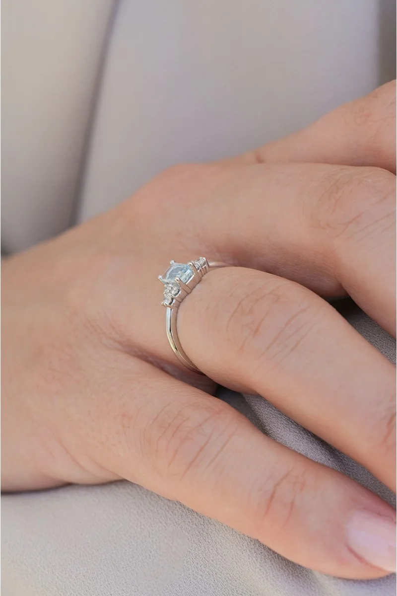 Δαχτυλίδι Λευκόχρυσο 18Κ Διαμάντι Aquamarine 0.96 Ct
