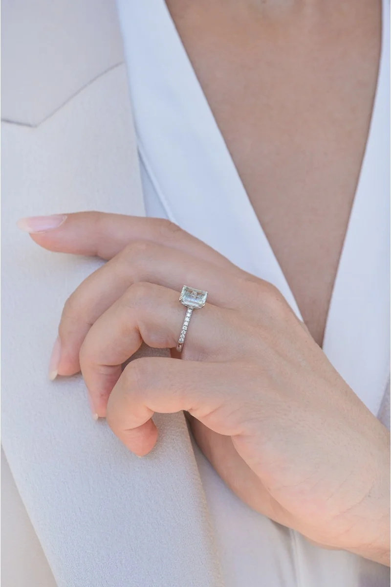 Δαχτυλίδι Λευκόχρυσο 18Κ Διαμάντι Aquamarine 2.40Ct