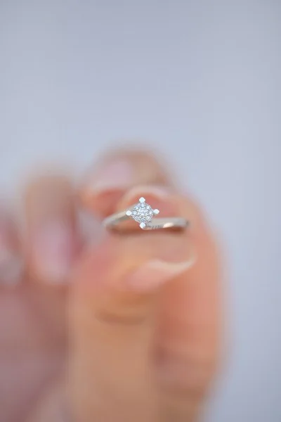 Δαχτυλίδι Φλόγα Λευκόχρυσο 18Κ Διαμάντι Pave 0.09ct