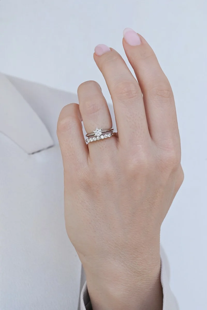 Δαχτυλίδι Λευκόχρυσο 18Κ Διαμάντι Σειρέ 0.42Ct