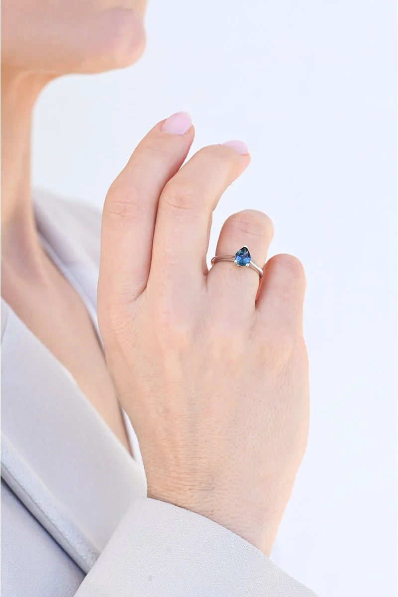 Δαχτυλίδι Μονόπετρο Λευκόχρυσο 18Κ London Blue 1.18Ct