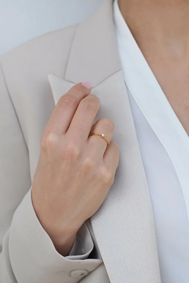 Δαχτυλίδι Ροζ Χρυσό 18Κ Διαμάντι Φλόγα 0.06ct