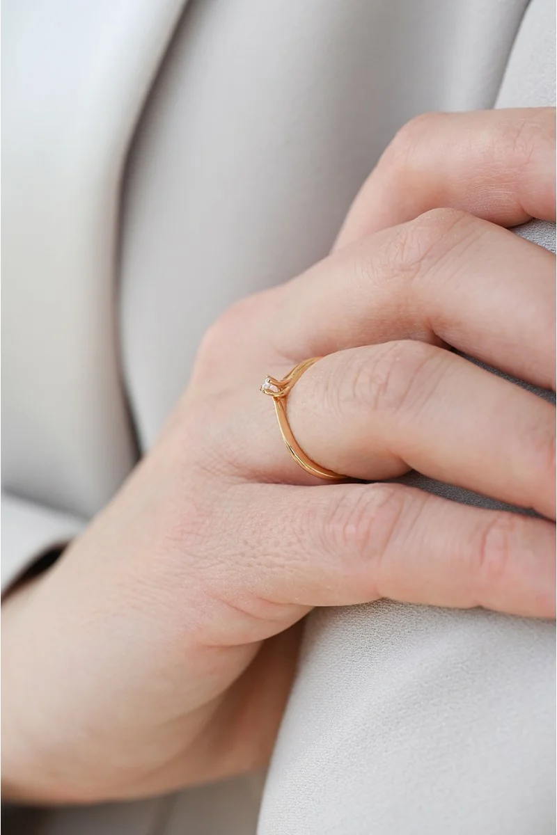 Δαχτυλίδι Ροζ Χρυσό 18Κ Διαμάντι Φλόγα 0.06ct