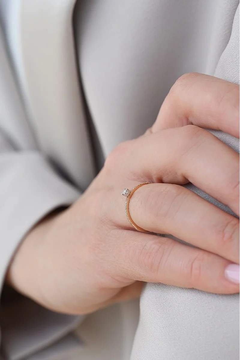 Δαχτυλίδι Ροζ Χρυσό 18Κ Διαμάντι Σειρέ 0.14ct