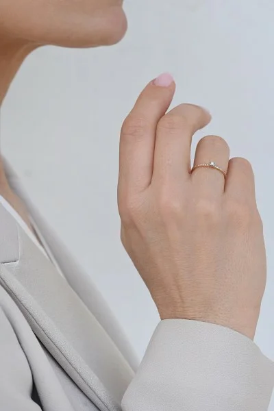 Δαχτυλίδι Ροζ Χρυσό 18Κ Διαμάντι Σειρέ 0.14ct