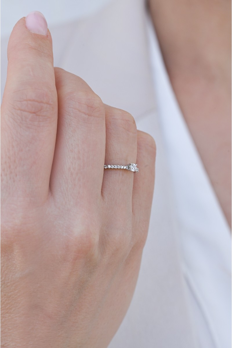 Δαχτυλίδι Λευκόχρυσο 18Κ Διαμάντι Σειρέ 0.24ct