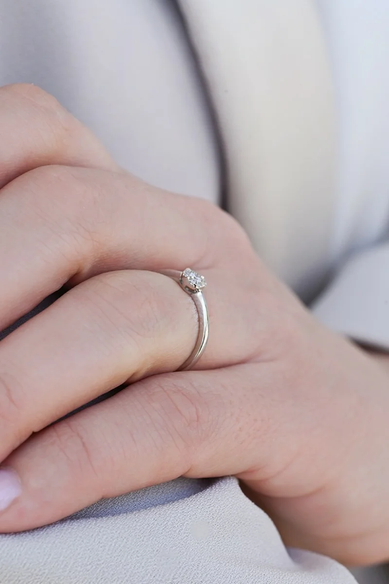 Δαχτυλίδι Λευκόχρυσο 18Κ Διαμάντι Pave 0.12ct