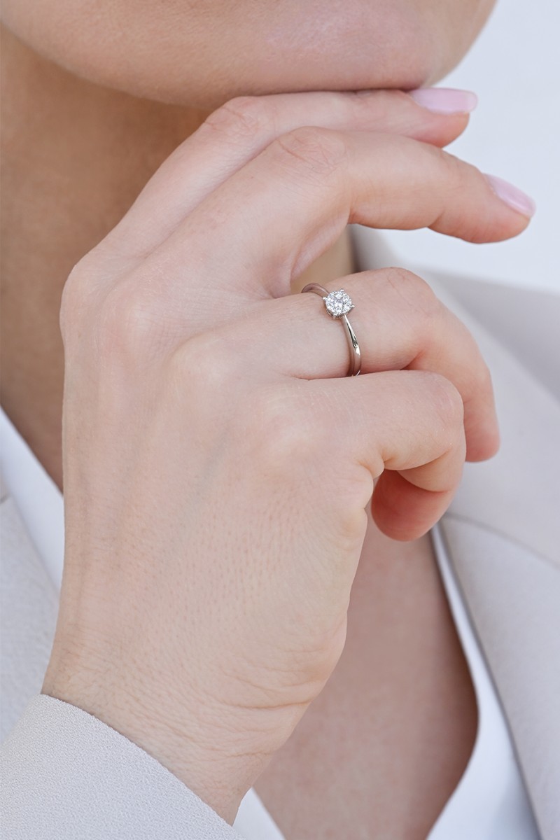 Δαχτυλίδι Λευκόχρυσο 18Κ Διαμάντι Pave 0.15ct
