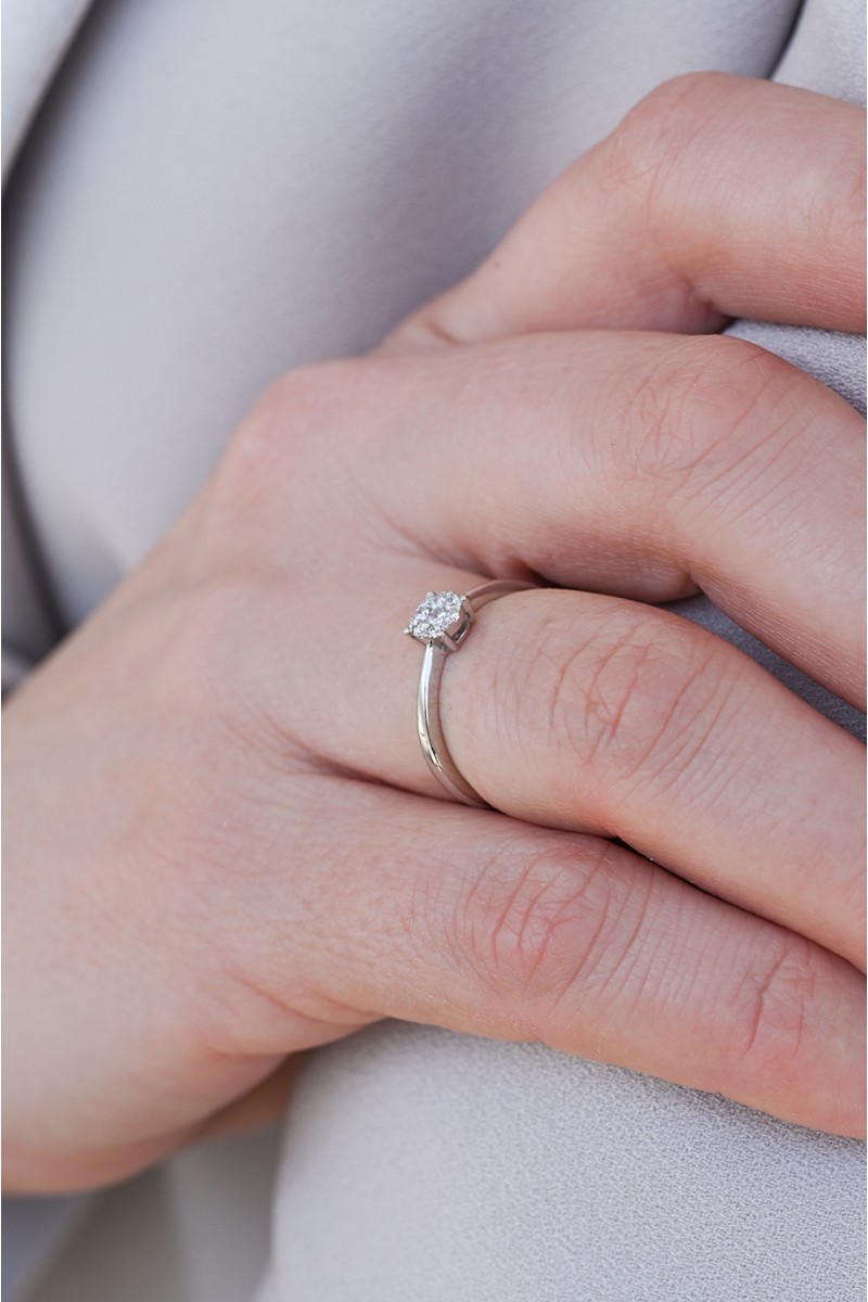 Δαχτυλίδι Λευκόχρυσο 18Κ Διαμάντι Pave 0.15ct