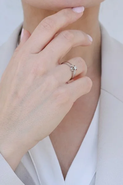 Δαχτυλίδι Μονόπετρο Λευκόχρυσο 18Κ Διαμάντι 0.18ct