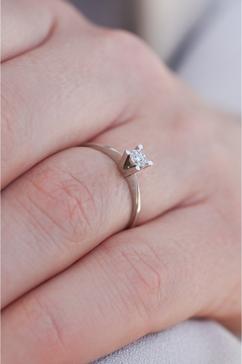 Δαχτυλίδι Λευκόχρυσο 18Κ Διαμάντι Pave 0.05ct