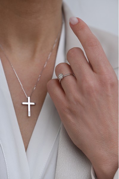 Δαχτυλίδι Λευκόχρυσο 18Κ Διαμάντι Pave 0.22ct