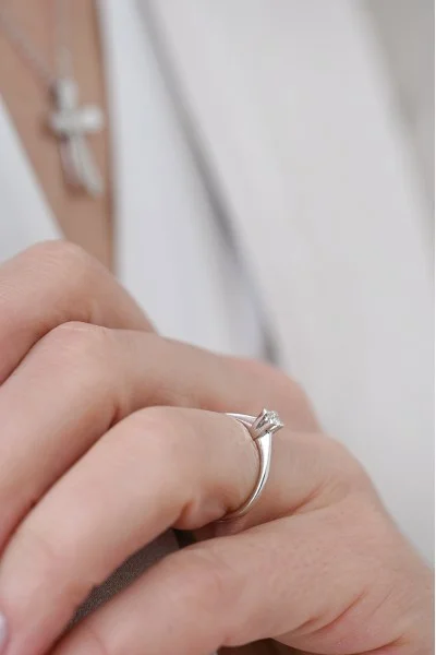 Δαχτυλίδι Μονόπετρο Λευκόχρυσο 18Κ Διαμάντι 0.12ct