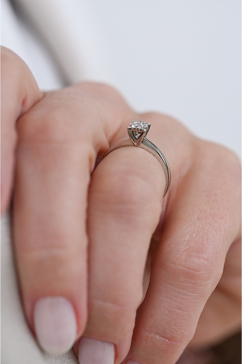 Δαχτυλίδι Λευκόχρυσο 18Κ Διαμάντι Pave 0.13ct