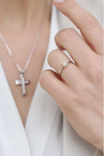 Δαχτυλίδι Λευκόχρυσο 18Κ Διαμάντι Pave 0.13ct