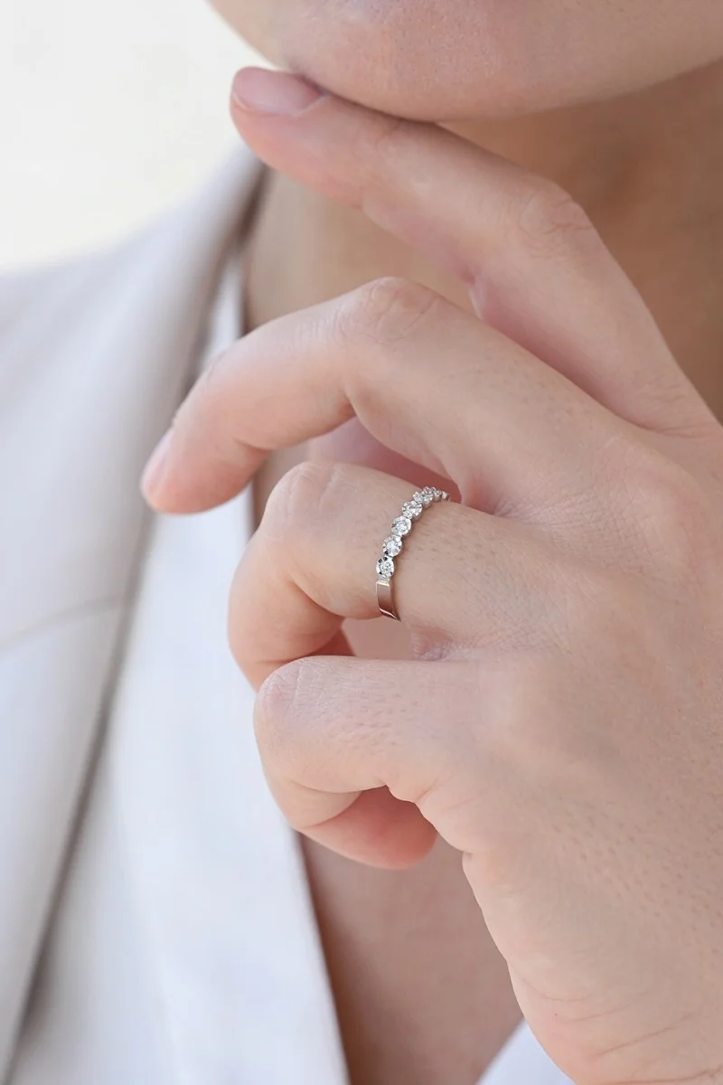 Δαχτυλίδι Λευκόχρυσο 18Κ Διαμάντι 7 Σειρέ Diamantate 0.14Ct