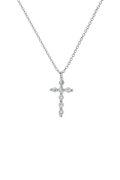 Κολιέ Λευκόχρυσο 18Κ Σταυρός με Αλυσίδα με Διαμάντια Brillant 0.07ct