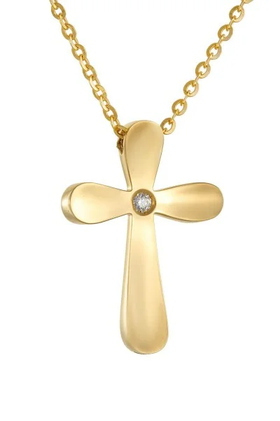 Κολιέ Xρυσό 18Κ Σταυρός με Διαμάντια Brillant 0.03Ct