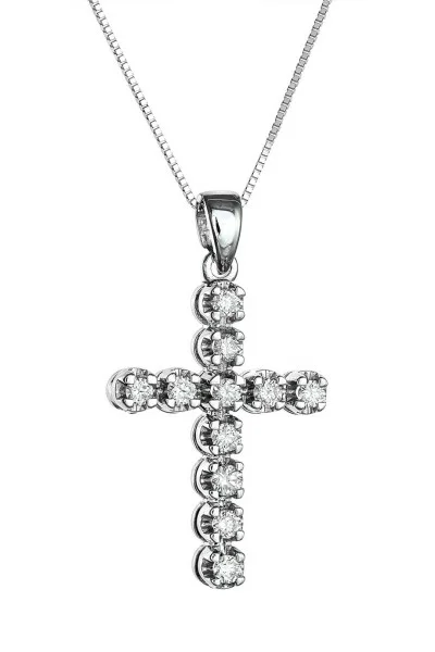 Κολιέ Λευκόχρυσο 18Κ Σταυρός με Διαμάντια Brillant 0.34Ct