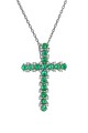 Σταυρός Λευκόχρυσο 18Κ με Διαμάντια Brillant  και Σμαράγδια 0.51Ct