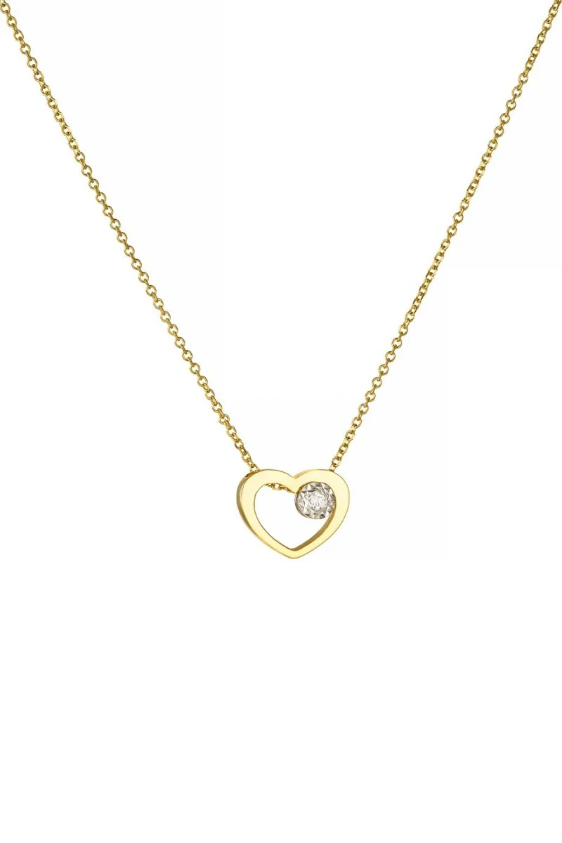 Κολιέ Xρυσό 18Κ Καρδιά 0.01Ct