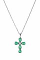 Σταυρός Λευκόχρυσο 18Κ με Διαμάντια Brillant  και Σμαράγδια 0.61Ct