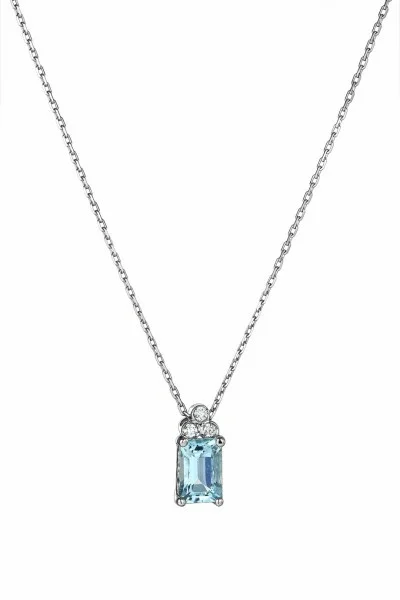Κολιέ Λευκόχρυσο 18Κ Διαμάντι Aquamarine 0.53Ct