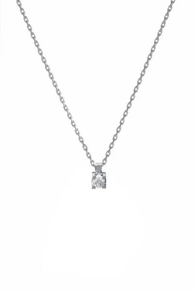 Κολιέ Λευκόχρυσο 18Κ Brillant Καλαθάκι Τετράγωνο 0.16ct