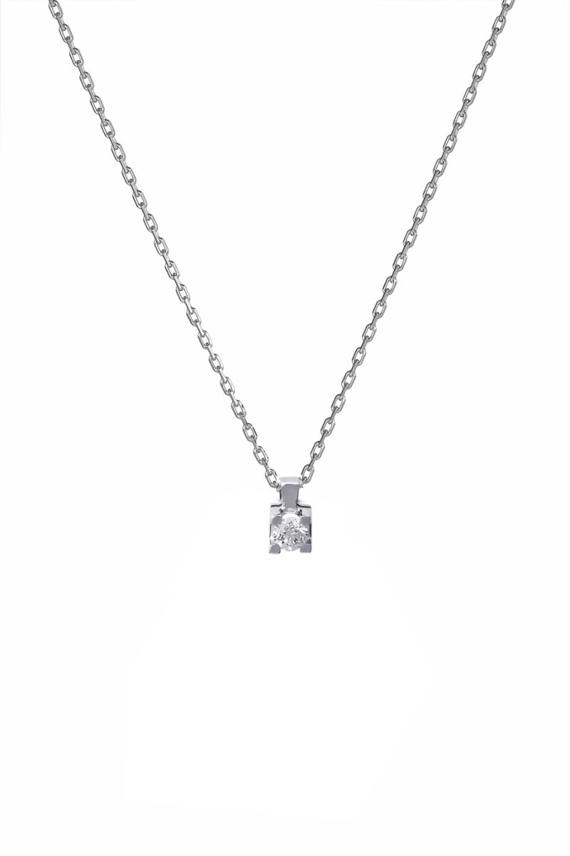 Κολιέ Λευκόχρυσο 18Κ Brillant Καλαθάκι Τετράγωνο 0.16ct