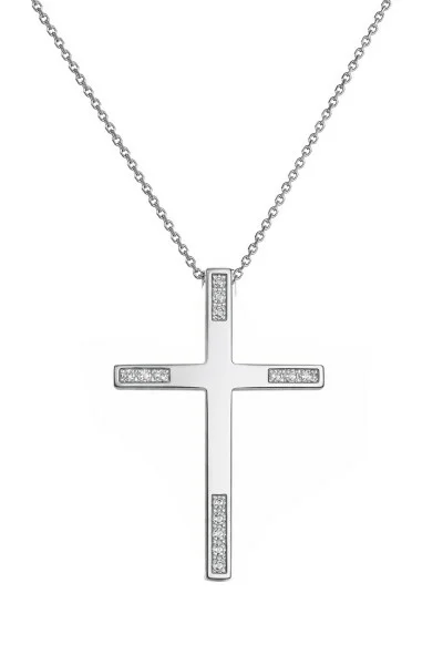 Κολιέ Λευκόχρυσο 18Κ Σταυρός με Διαμάντια Brillant 0.09ct
