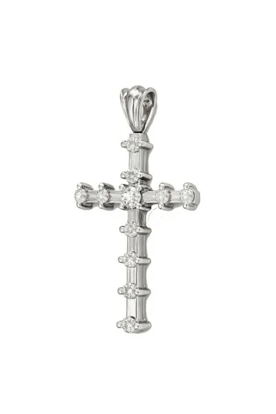 Σετ Σταυρός με Αλυσίδα Λευκόχρυσο 18Κ με Διαμάντια Brillant 0.50Ct