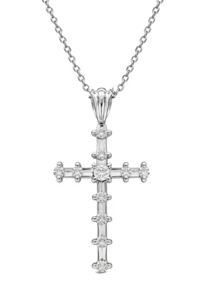 Σετ Σταυρός με Αλυσίδα Λευκόχρυσο 18Κ με Διαμάντια Brillant 0.50Ct