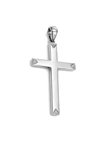 Σετ Σταυρός με Αλυσίδα Λευκόχρυσο 18Κ με Διαμάντια Brillant 0.02ct