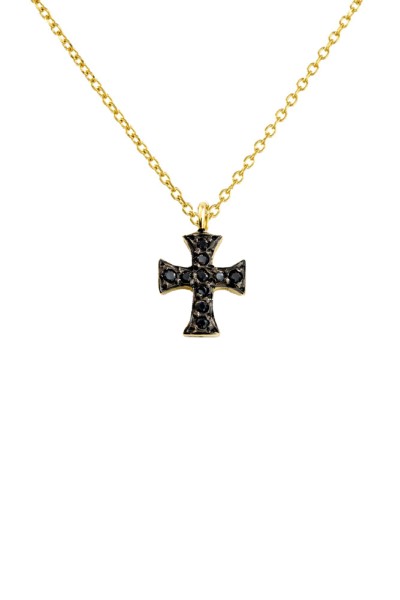 Κολιέ Xρυσό 18Κ Σταυρός Black Diamonds 0.06Ct