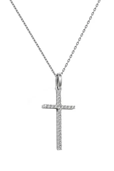 Σετ Σταυρός Διπλής Όψης με Αλυσίδα Λευκόχρυσο 18Κ Brillant Black Diamonds και Brillant 0.33Ct