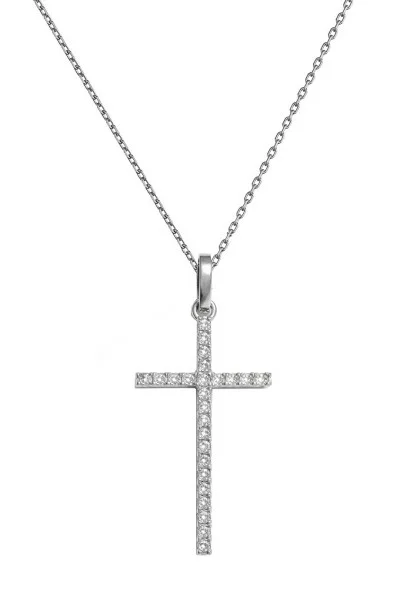 Σετ Σταυρός Διπλής Όψης με Αλυσίδα Λευκόχρυσο 18Κ Brillant Black Diamonds και Brillant 0.33Ct